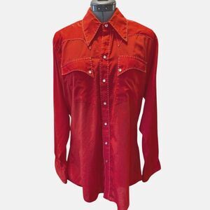 Rockmount Ranch wear vintage 70s western red‎ mens pearl snaps Tru West